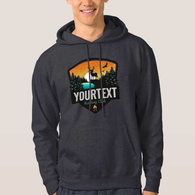 Veste À Capuche NOM personnalisé Chasse aux wapitis Coucher de sol (Devant)
