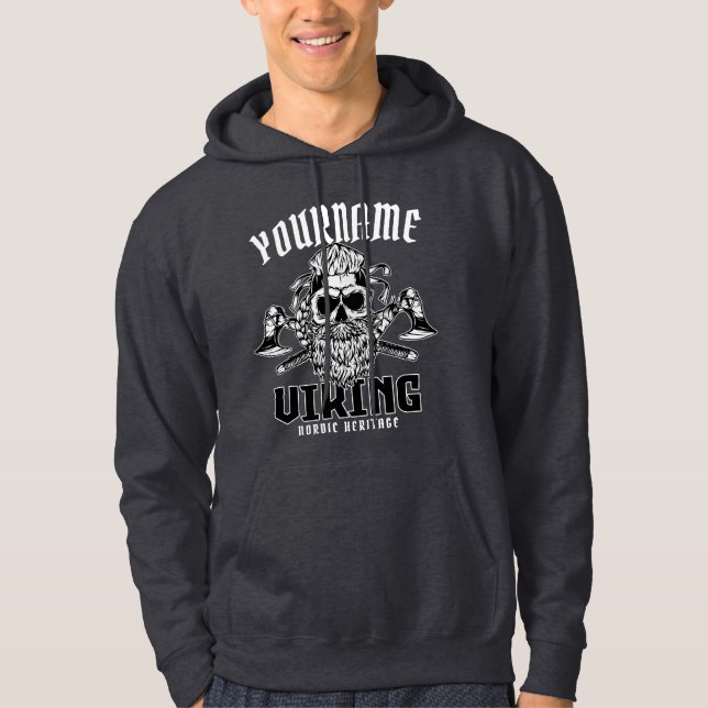 Veste À Capuche NOM personnalisé Viking Nordic Warrior Heritage (Devant)