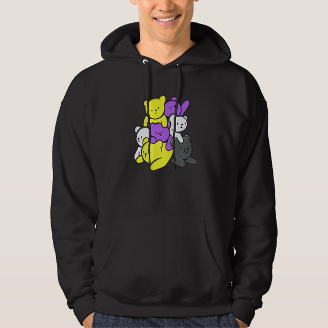Veste À Capuche Nonbinary Cute Bears Nonbinary Flag Nonbinary Prid (Devant)