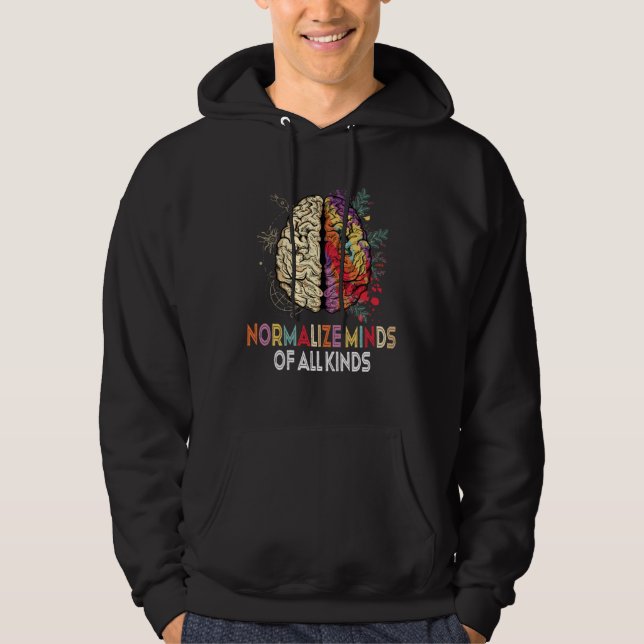 Veste À Capuche Normalize Minds Of All Kinds Autism Neurodiversity (Devant)