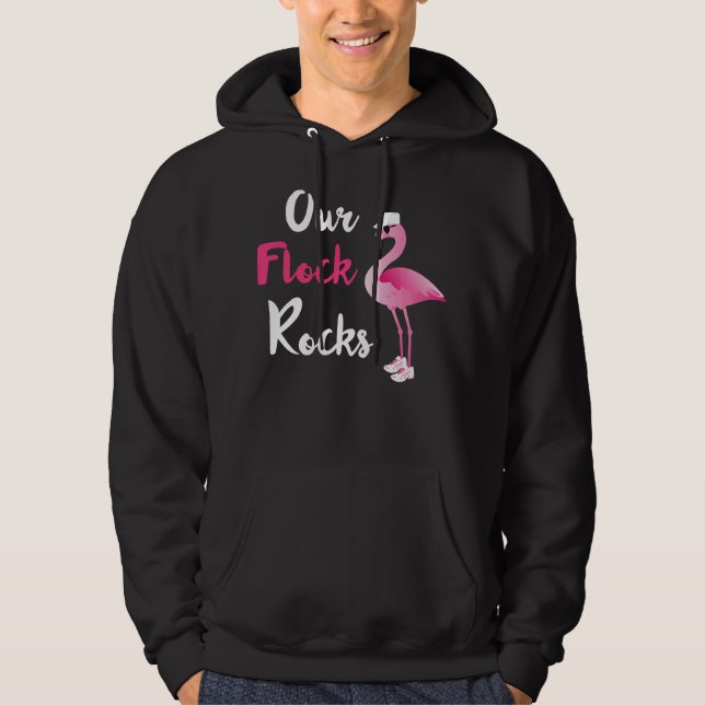 Veste À Capuche Nos fusées Flock Rocks Adorable Flamant rose Crois (Devant)