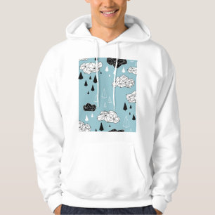 Veste À Capuche Nuages géométriques et pluie, motif sans soudure.