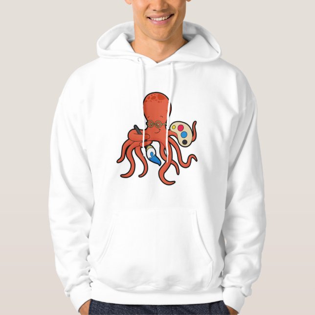 Veste À Capuche Octopus comme Peintre avec Peinture et Pinceau (Devant)