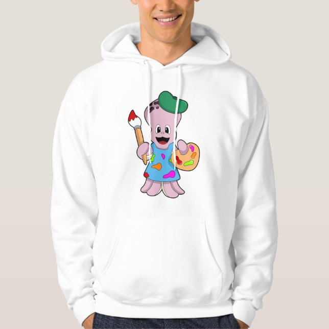 Veste À Capuche Octopus comme Peintre avec pinceau (Devant)