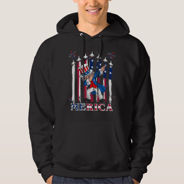 Veste À Capuche Oncle patriotique Sam Dabbing 4 juillet (Devant)