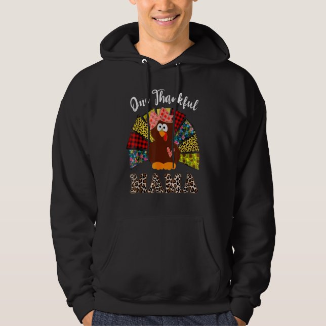 Veste À Capuche One Thankful Mama Turkey Leopard Plaid Flowers Tha (Devant)