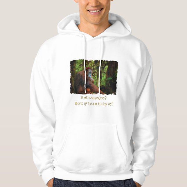 Veste À Capuche Orangutans en danger Primate Wildlife Art T-Shirt (Devant)
