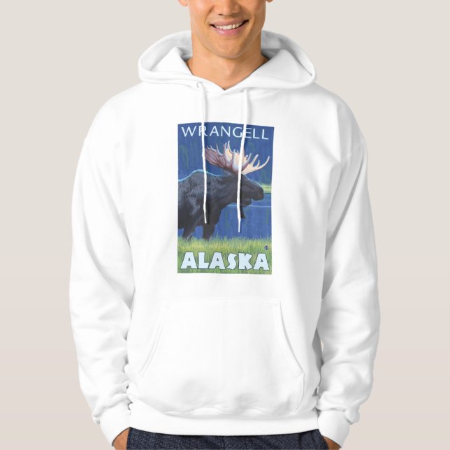 Veste À Capuche Orignaux la nuit - Wrangell, Alaska (Devant)