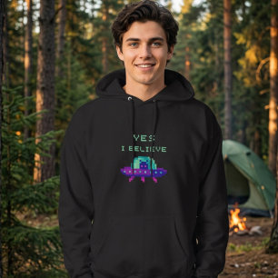 Veste À Capuche Oui je crois en l'art pixelisé de vaisseau spatial