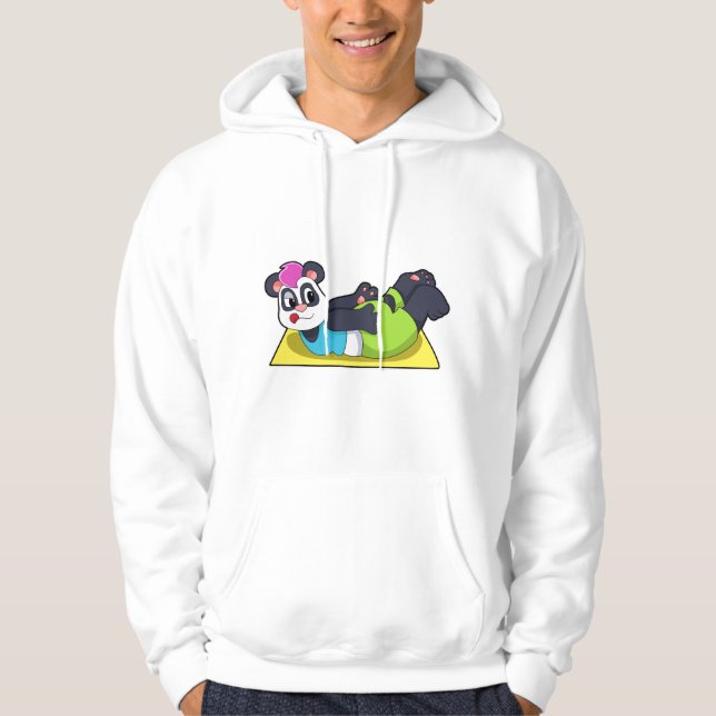 Veste À Capuche Panda au Yoga sur tapis de Yoga (Devant)