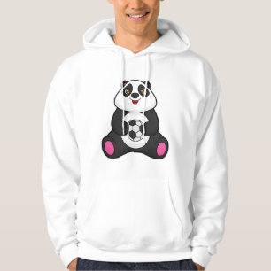 Veste À Capuche Panda comme joueur de football avec balle de footb