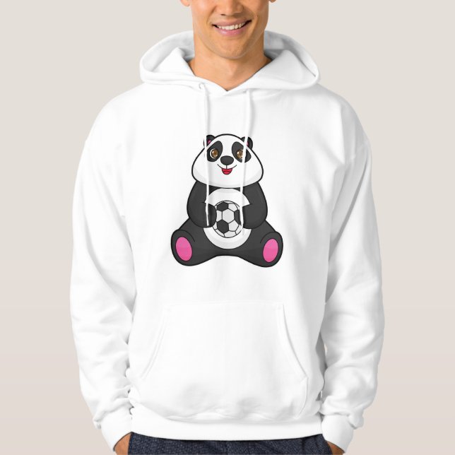 Veste À Capuche Panda comme joueur de football avec balle de footb (Devant)