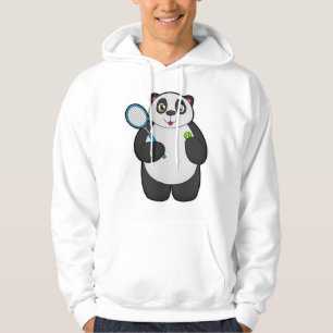 Veste À Capuche Panda comme joueur de tennis avec raquette de tenn