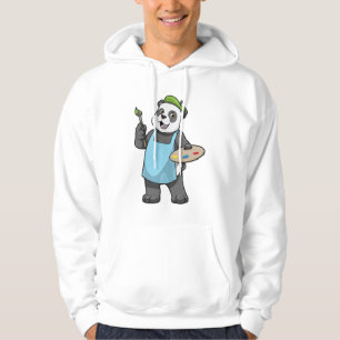 Veste À Capuche Panda en peintre avec pinceau et couleur