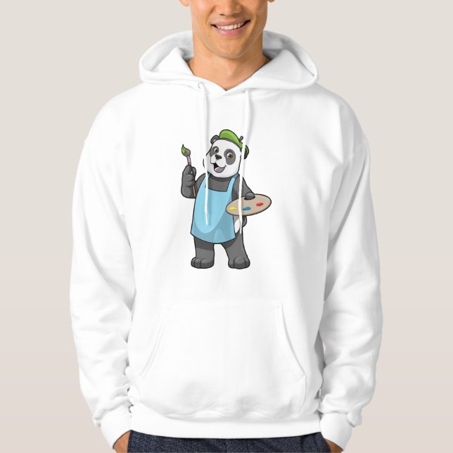 Veste À Capuche Panda en peintre avec pinceau et couleur (Devant)