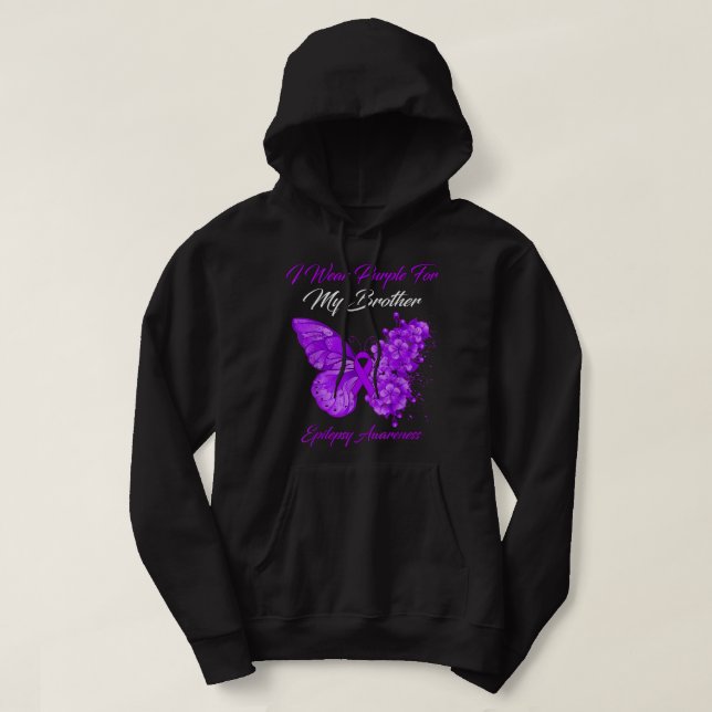 Veste À Capuche Papillon Je Porte Violet Pour Mon Frère Épilepsie  (Design devant)