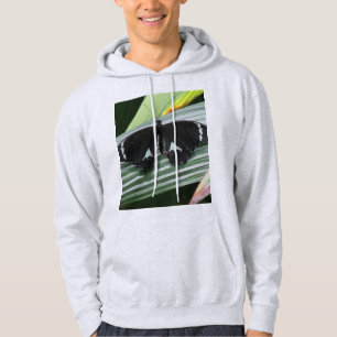 Veste À Capuche Papillon tropical noir et blanc