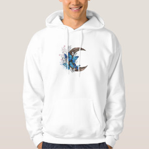 Veste À Capuche Papillons bleus sur croissant en bois