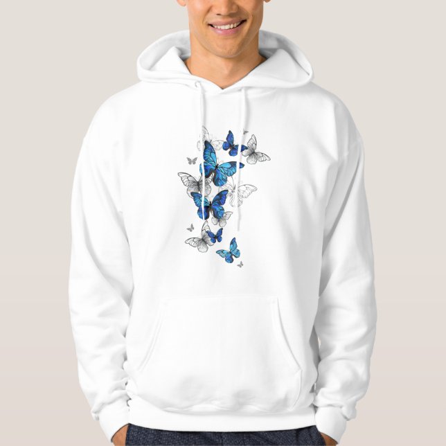 Veste À Capuche Papillons volants bleus Morpho (Devant)