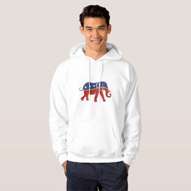 Veste À Capuche parties scintillant républicain éléphant homme swe (Devant entier)