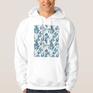 Veste À Capuche Pastel Floral Doodle Motif Vintage.