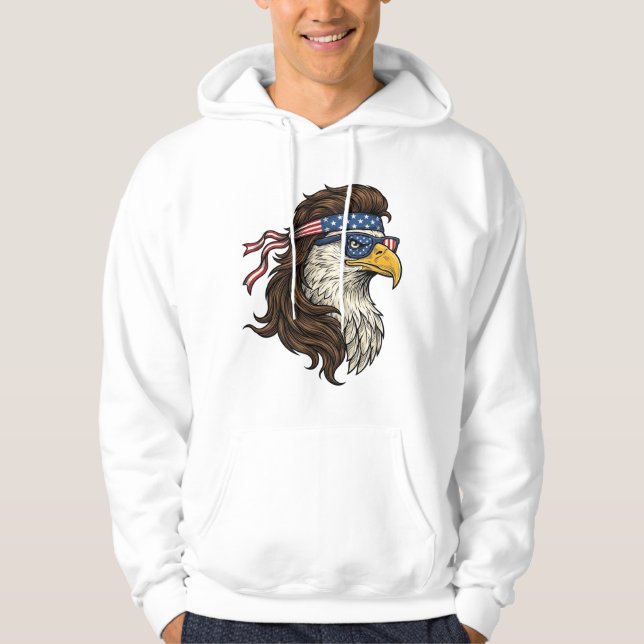 Veste À Capuche Patriotic Eagle Mullet Vintage Engraving Vector De (Devant)