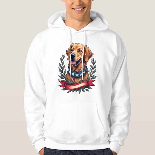 Veste À Capuche Patriotic Golden Retriever Americana Art Tee 2 (Devant)