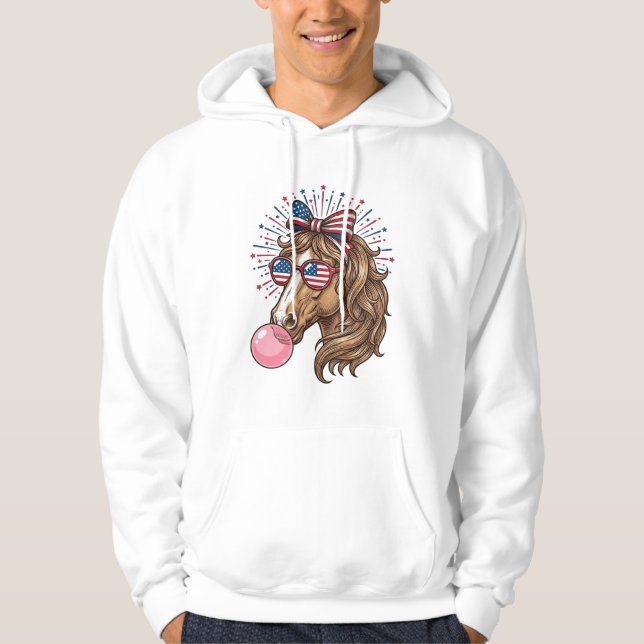 Veste À Capuche Patriotic Horse Bubble Gum Vintage Vector Shirt De (Devant)