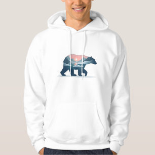 Veste À Capuche Paysage de silhouette d'ours polaire à double expo