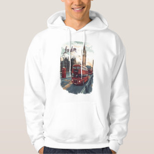 Veste À Capuche Paysage urbain de Londres avec bus à impériale et
