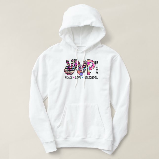 Veste À Capuche Peace Lool Équipe Enseignante préscolaire Cravate  (Design devant)