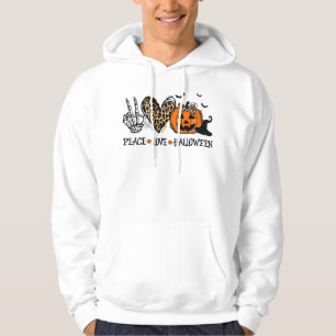 Veste À Capuche Peace Love Halloween Happy Halloween Pumkin Leopa