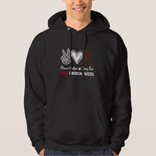 Veste À Capuche Peace Love Hope Inspirational Red Ribbon Week Awar