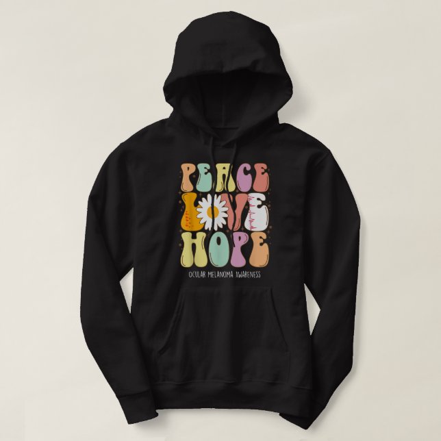 Veste À Capuche Peace Love Hope Ocular Melanoma Awareness Don (Design devant)
