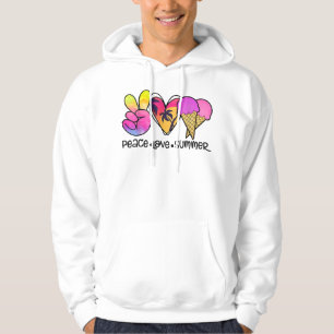 Veste À Capuche Peace Love Summer Ice Cream Beach Vacances