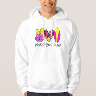 Veste À Capuche Peace Love Surf d'été Rétro Vacances