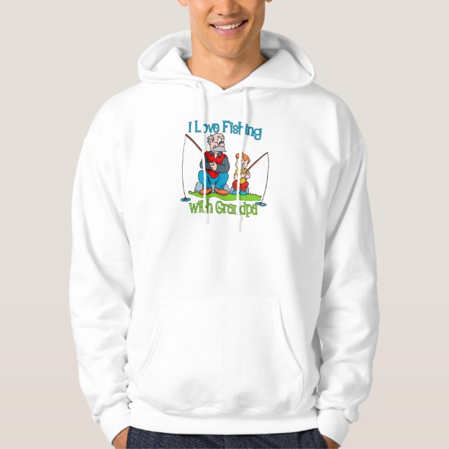 Veste À Capuche Pêche - I Love Pêche avec grand-père (Devant)