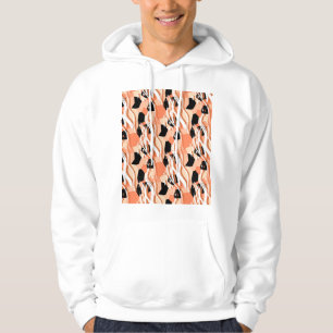 Veste À Capuche Pêcher noir blanc Motif Abstrait.