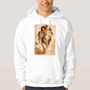 Veste À Capuche Peinture Abstraite Majestueuse Lion Doré Art de Lu