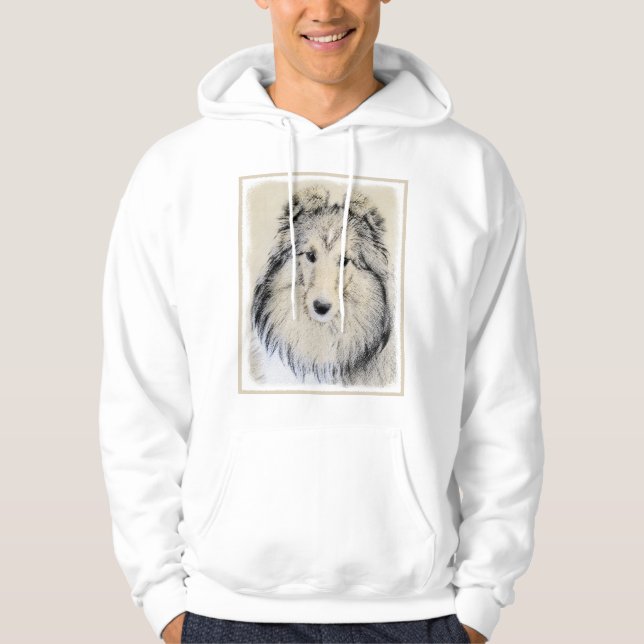 Veste À Capuche Peinture de chien de berger de Shetland - art (Devant)