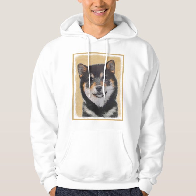 Veste À Capuche Peinture Shiba Inu (Noir et Tan) - Art Chien (Devant)