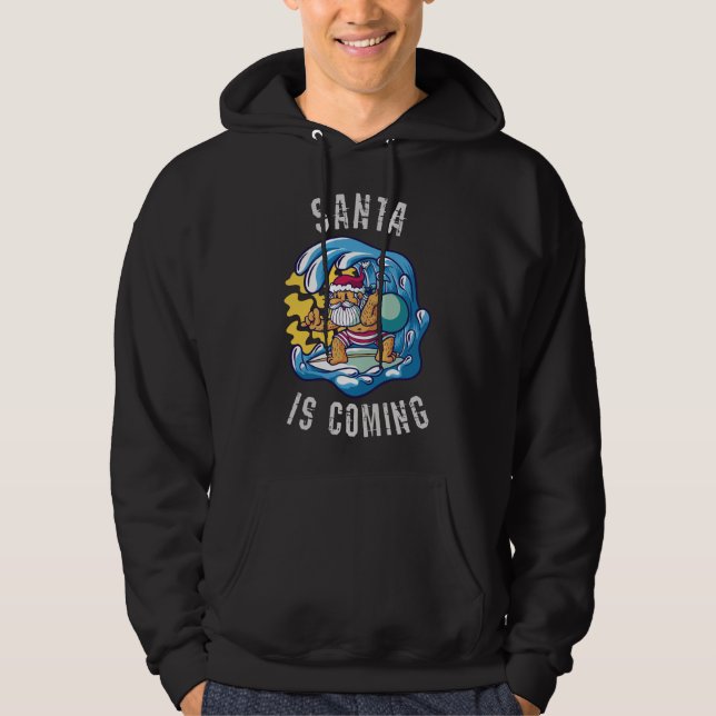 Veste À Capuche Père Noël arrive par Surfboard (Devant)