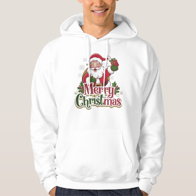 Veste À Capuche Père Noël Christmas Design - Parfait pour les vaca (Devant)