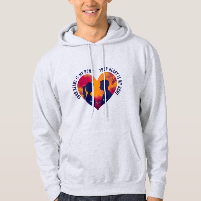 Veste À Capuche Personalizable Romantic Couple Silhouette Heart  (Devant)