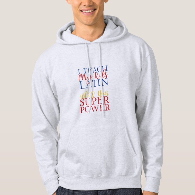 Veste À Capuche PERSONNALISABLE Homeschool Latin Superhero (Devant)