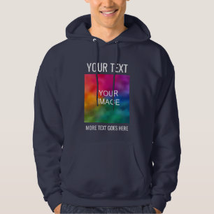 Veste À Capuche Personnalisé Ajouter Image Logo Texte Mens Marine 