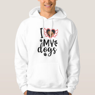 Veste À Capuche Personnalisé J'aime mon chien photo T-shirt