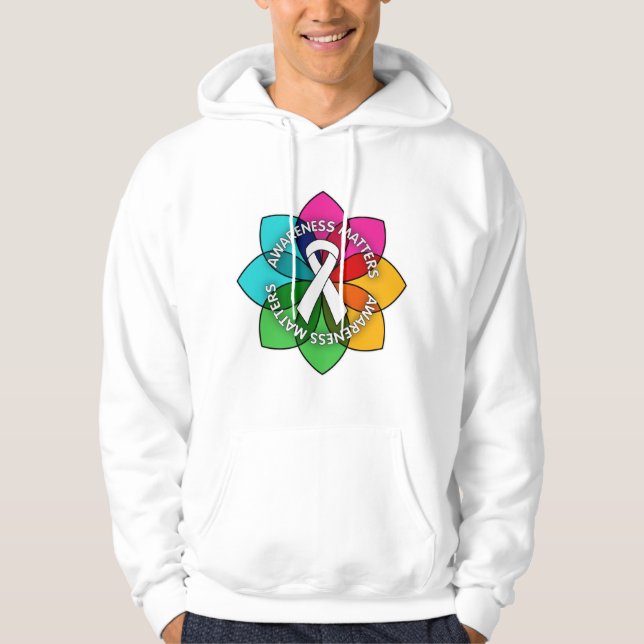 Veste À Capuche Pétales de sujets de conscience de cancer de (Devant)
