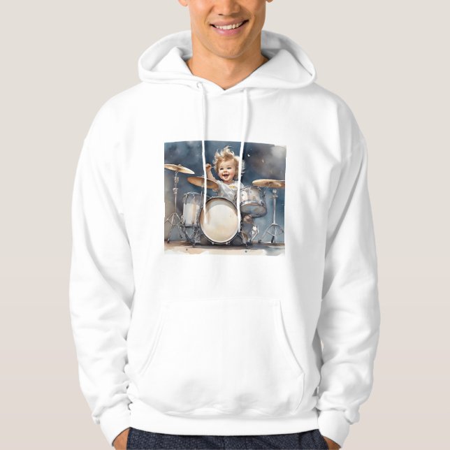 Veste À Capuche Petit Boy Drummer Aquarelle Illustration (Devant)