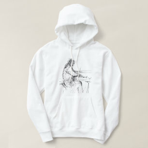 Veste À Capuche Pianiste Abstrait Minimaliste Jouant du Piano – Él